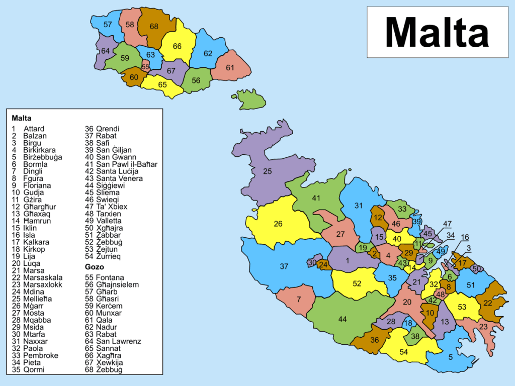 马耳他全部城市的中英文对照表及基本信息